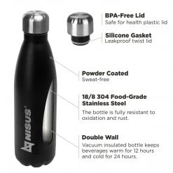 NISUS Twist Top Insulated Water Bottle | 17 Oz | Stainless Steel | CLEARANCE
