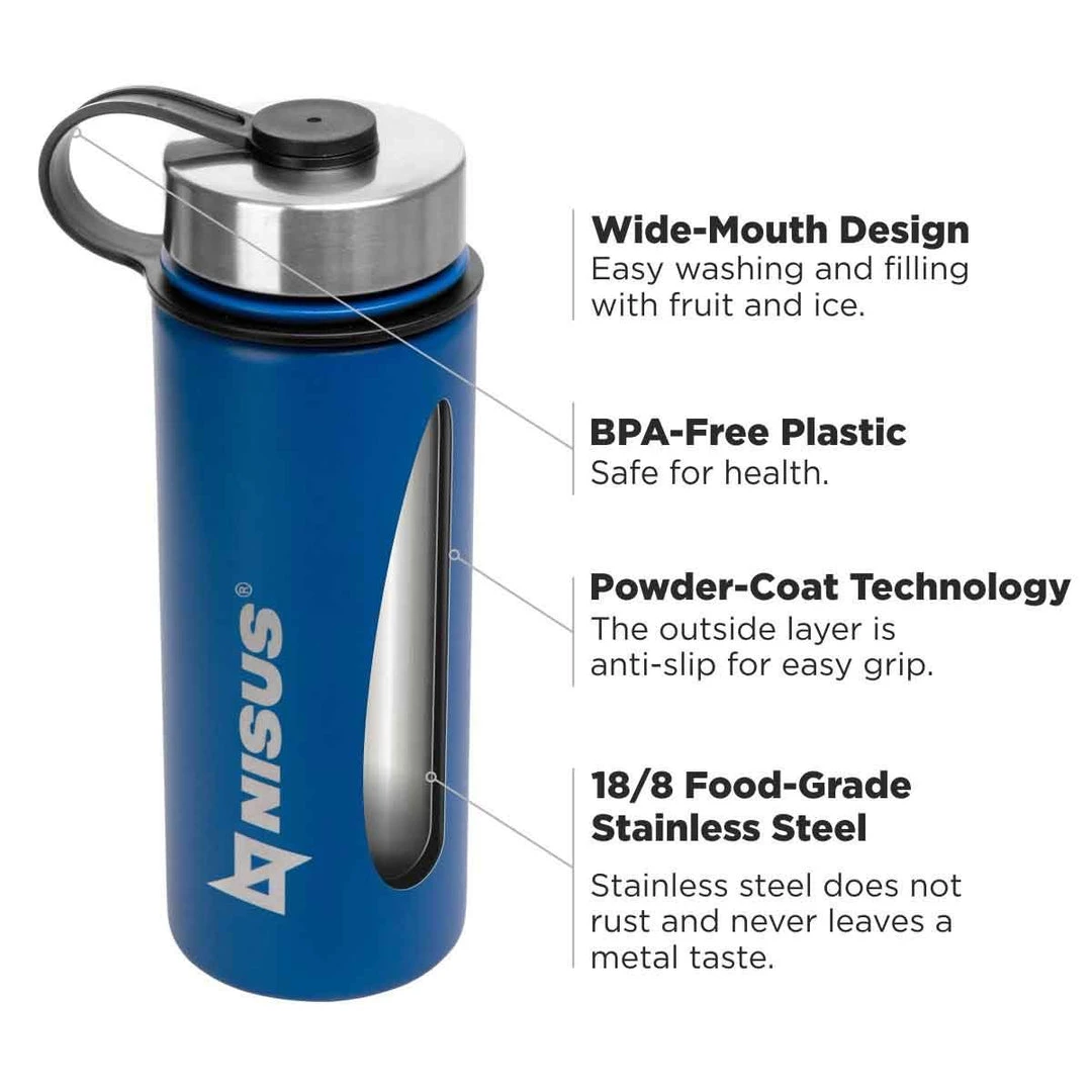 NISUS Insulated Sports Water Bottle | 18 Oz | Stainless Steel | 3 Lid Types | CLEARANCE 14 NISUS Insulated Sports Water Bottle | 18 Oz | Stainless Steel | 3 Lid Types | CLEARANCE