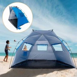 NISUS Large Easy Up Beach Tent For 4 Person Sun Shade Shelter UPF 50+