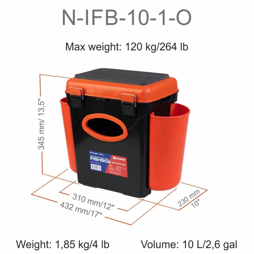 NISUS FishBox 10 Liter SeatBox For Ice Fishing Tackle And Gear Ice Fish Boxes & Bait Bucket 4 NISUS FishBox 10 Liter SeatBox For Ice Fishing Tackle And Gear Ice Fish Boxes & Bait Bucket