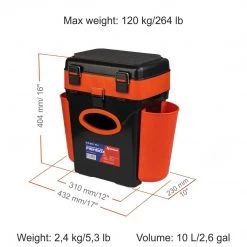 NISUS Ice Fish Boxes & Bait Bucket FishBox 10 Liter SeatBox For Ice Fishing, 2 Compartments