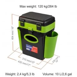 NISUS Ice Fish Boxes & Bait Bucket FishBox 10 Liter SeatBox For Ice Fishing, 2 Compartments