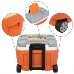 PINNACLE Prudence Wheeling Ice Chest With Retractable Handle, 31 Qt, Orange