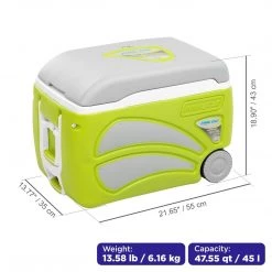 PINNACLE Proxon Spacious Wheeling Camping Ice Chest With A Side Handle, 47 Qt