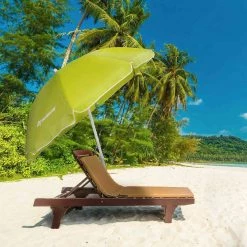NISUS 5, 6 Ft Lime Green Folding Tilting Beach Umbrella With Carry Bag