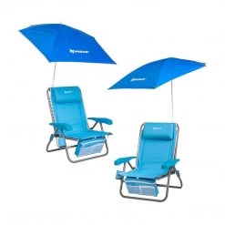NISUS Premium Backpack Beach Chair With Cooler Bag And Clip On Umbrella, Set Of 2