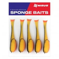 NISUS 5.5" Sponge Bait With A Double Hook For Predatory Fish, Multi-Colored, 5 Pcs Soft Bait Lure 11 NISUS 5.5