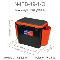 NISUS FishBox Large 5 Gal SeatBox For Ice Fishing Tackle And Gear Ice Fish Boxes & Bait Bucket