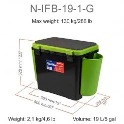 NISUS FishBox Large 5 Gal SeatBox For Ice Fishing Tackle And Gear Ice Fish Boxes & Bait Bucket
