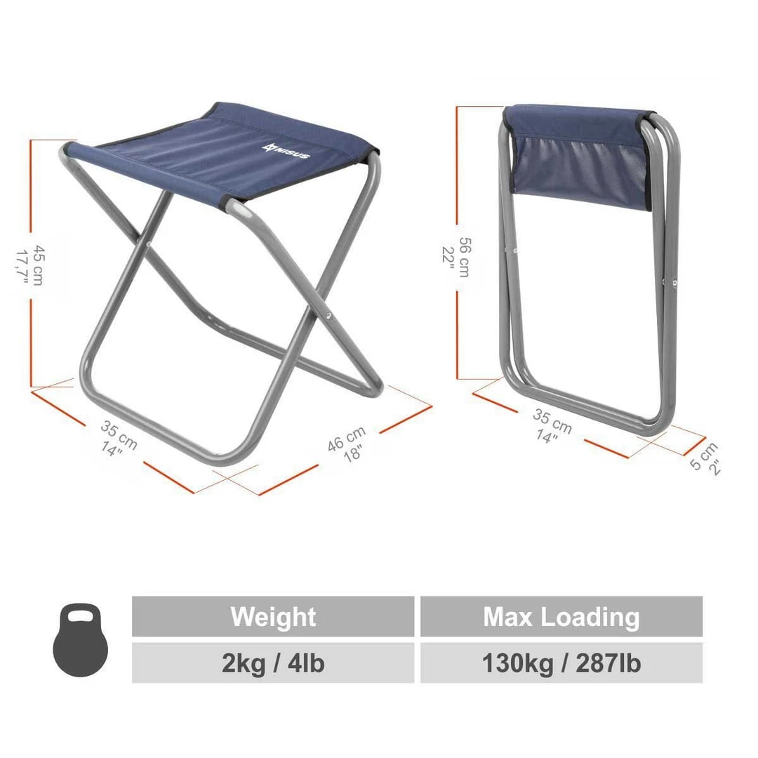 NISUS Set Of 2 Blue Folding Camping Chairs With Steel Frame 4 NISUS Set Of 2 Blue Folding Camping Chairs With Steel Frame