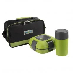 PINNACLE Paloma Green Set Of Plastic Lunch Box With 20 Oz Bottle | Insulated Bag | CLEARANCE