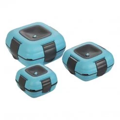 PINNACLE Paloma Set Of 3 Blue Plastic Lunch Containers | Stainless Steel Insulation | CLEARANCE