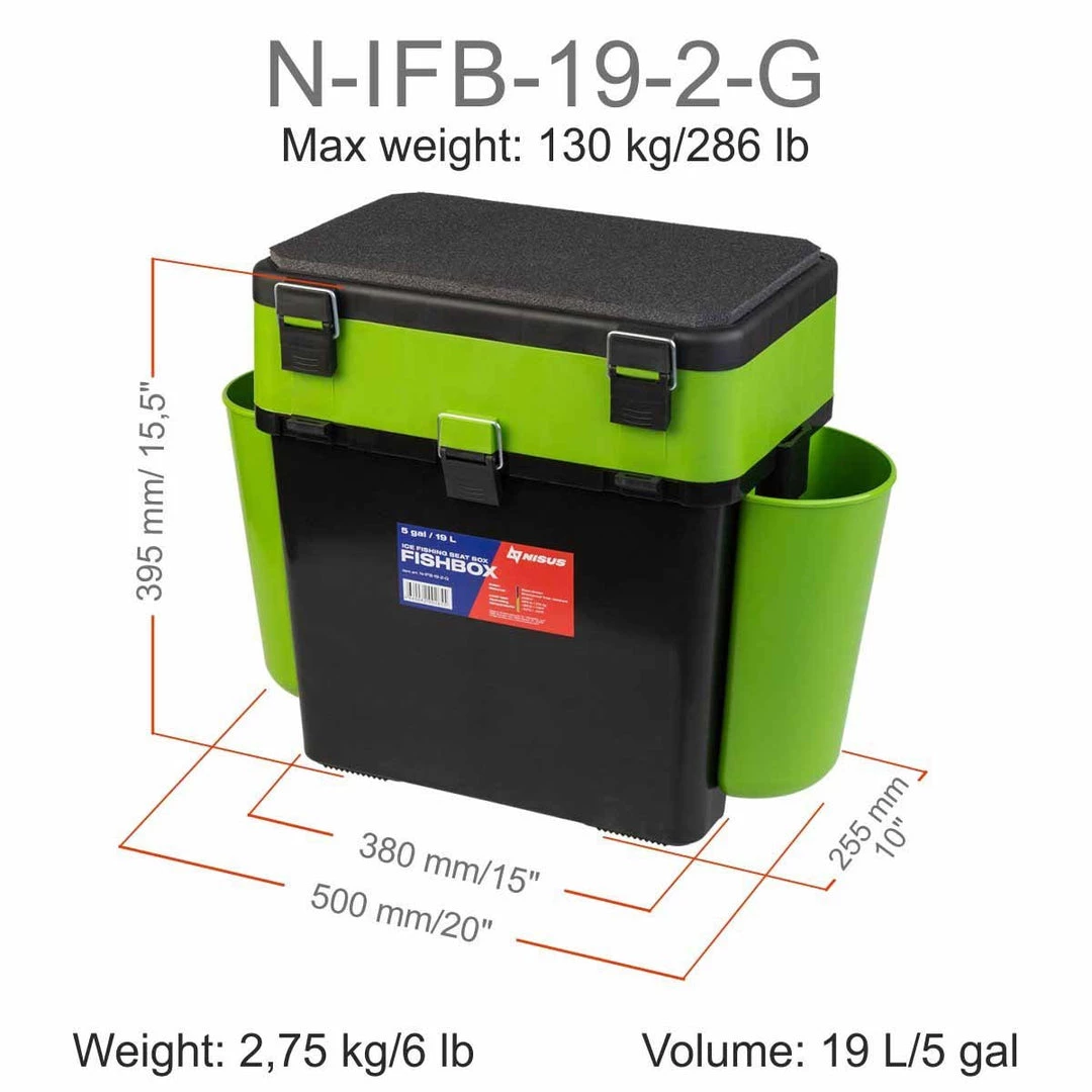 NISUS FishBox Large 5 Gal Box For Ice Fishing, 2 Compartments 8 NISUS FishBox Large 5 Gal Box For Ice Fishing, 2 Compartments