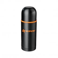 NISUS Small Stainless Steel Vacuum Flask With 2 Lid Cups, 16 Oz, Black