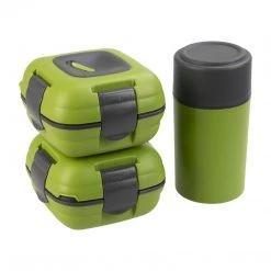 PINNACLE Paloma Set Of Two Green Plastic Lunch Boxes | 20 Oz Bottle | Insulated Bag | CLEARANCE Camp Cookware