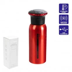 HELIOS Water Bottles Insulated Water Bottle With Bluetooth Speaker, Red, 15 Oz