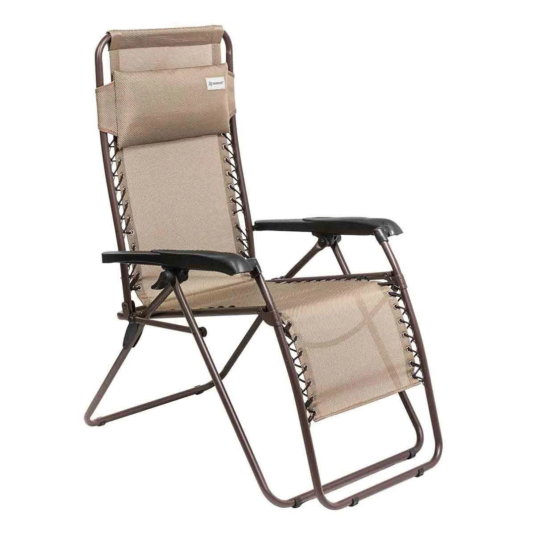 Camp Chairs NISUS Zero Gravity Folding Lounge Armchair | Reclining | Pillow Headrest | Beige | CLEARANCE 3 Camp Chairs NISUS Zero Gravity Folding Lounge Armchair | Reclining | Pillow Headrest | Beige | CLEARANCE