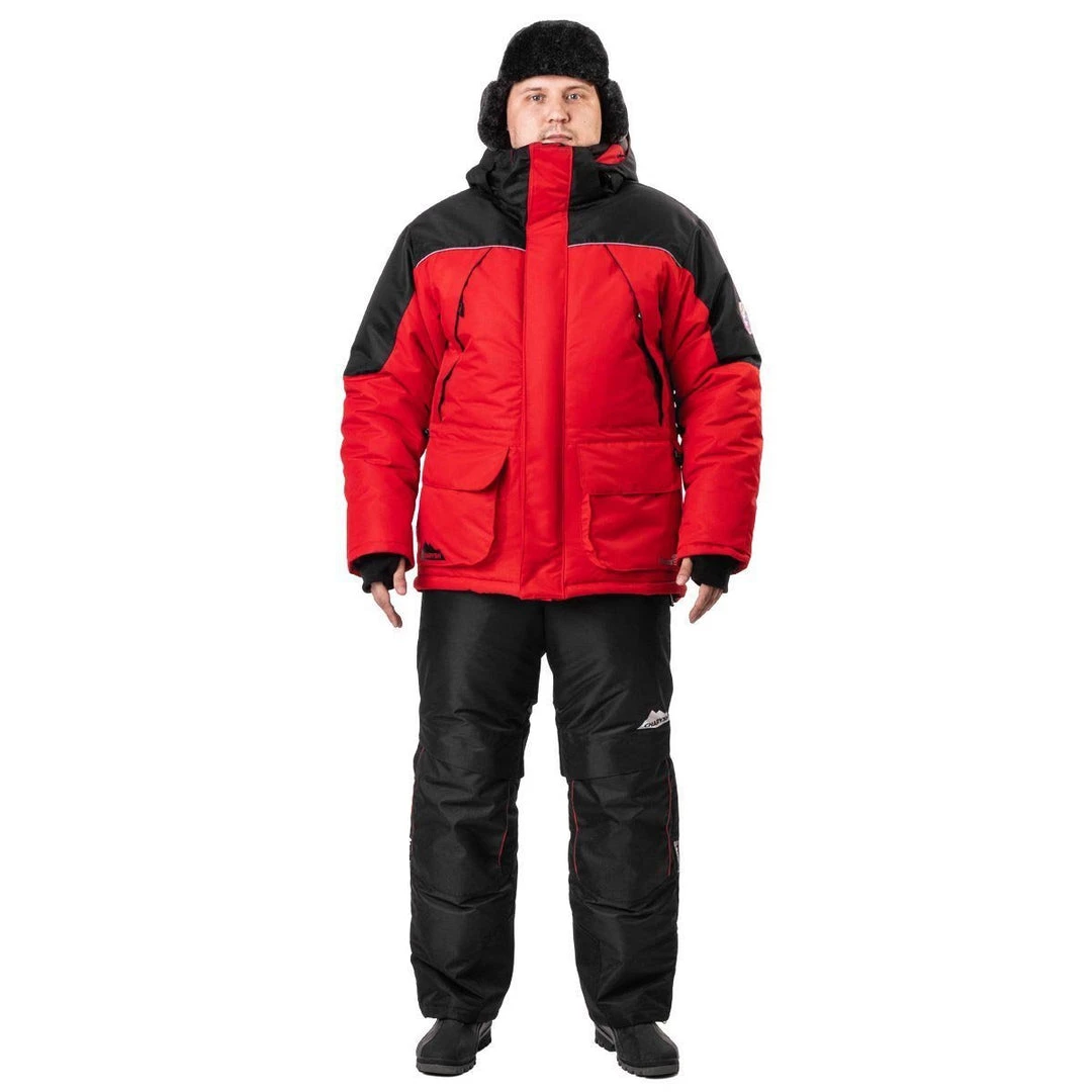 HELIOS Angler Pro Windproof Winter Jacket And Bibs Set For Men, Red Apparel 3 HELIOS Angler Pro Windproof Winter Jacket And Bibs Set For Men, Red Apparel