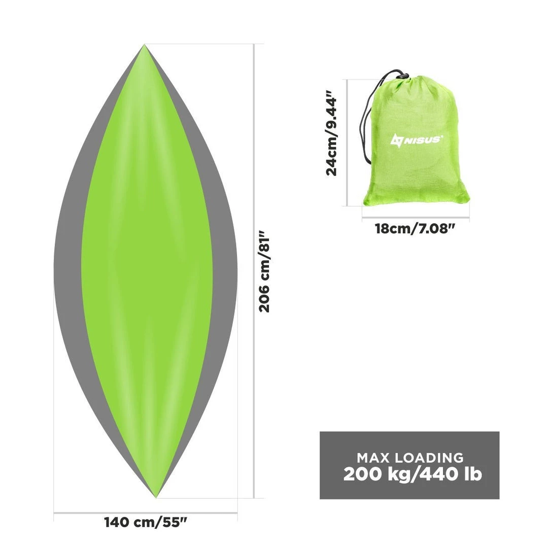 NISUS Sleeping Pads & Hammocks Large Nylon Hammock With Straps 13 NISUS Sleeping Pads & Hammocks Large Nylon Hammock With Straps