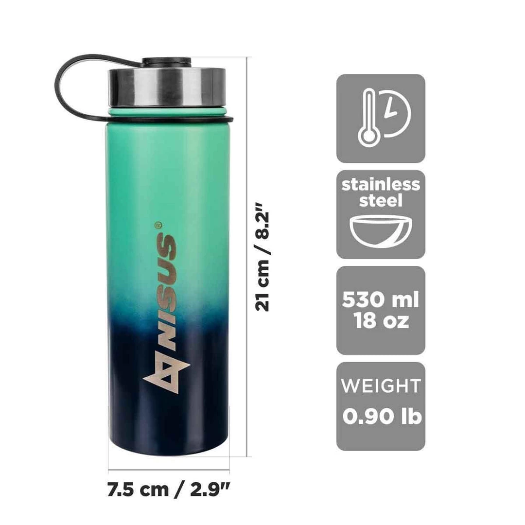 NISUS Water Bottles Stainless Steel Water Bottle With 3 Lid Types, 18 Oz, Double Colored | CLEARANCE 11 NISUS Water Bottles Stainless Steel Water Bottle With 3 Lid Types, 18 Oz, Double Colored | CLEARANCE