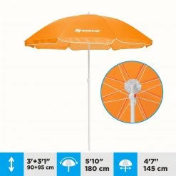NISUS Beach Umbrellas 4, 5 Ft Orange Folding Beach Umbrella With Carry Bag