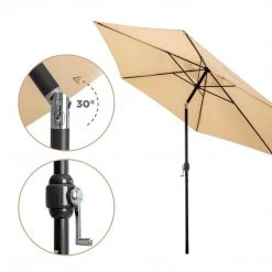 NISUS Beach Umbrellas Patio Garden Large Folding Tilting Umbrella, Beige