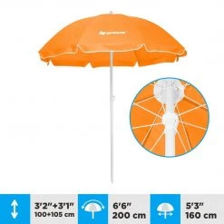 NISUS Beach Umbrellas 4, 5 Ft Orange Folding Beach Umbrella With Carry Bag