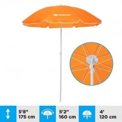 NISUS Beach Umbrellas 4, 5 Ft Orange Folding Beach Umbrella With Carry Bag