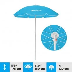 NISUS Beach Umbrellas 4, 5 Ft Blue Folding Beach Umbrella With Carry Bag