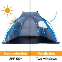 NISUS 2 Person Easy Up Beach Tent Sun Shade Shelter UPF 50+ Beach Tents & Shelters