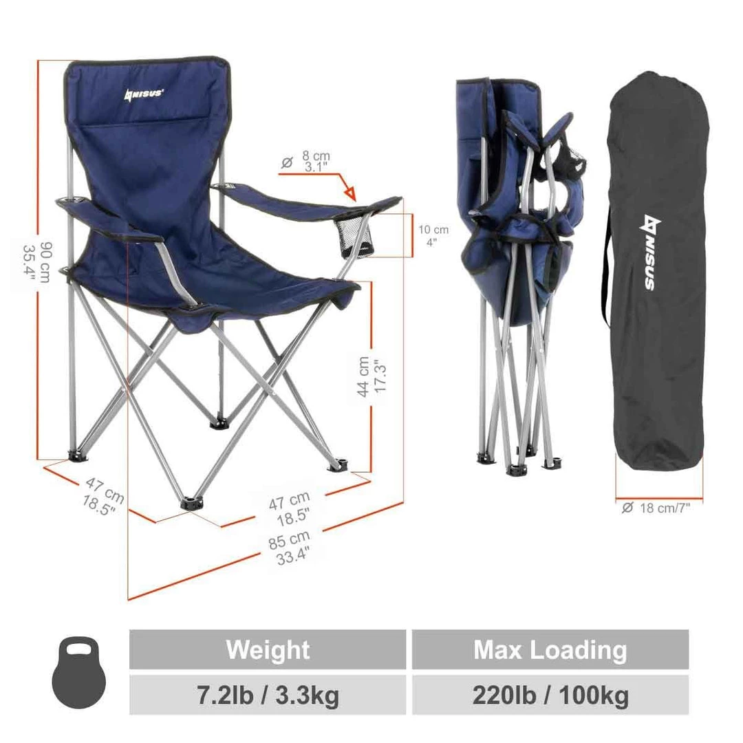 NISUS Portable Reclining Camping Armchair With Cup Holder Armrest Oversize FISHING CHAIRS 4 NISUS Portable Reclining Camping Armchair With Cup Holder Armrest Oversize FISHING CHAIRS