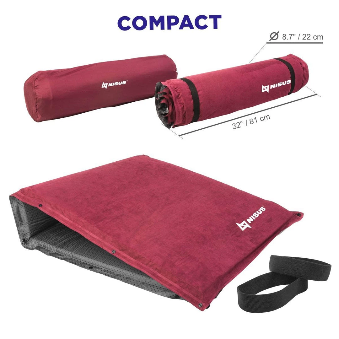 NISUS 3-inch Extra Thick XL Size Self Inflating Camping Pad, Dark Red 5 NISUS 3-inch Extra Thick XL Size Self Inflating Camping Pad, Dark Red