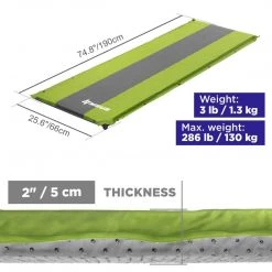 NISUS Sleeping Pads & Hammocks 2-inch Self Inflating Camping Sleeping Pad, Green And Gray