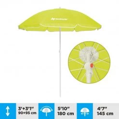 NISUS Beach Umbrellas 5, 6 Ft Lime Green Folding Beach Umbrella With Carry Bag