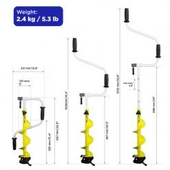 TONAR Ice Augers & Bits ICEBERG Mini Ice Fishing Auger Kit With Cordless Drill Adapter And Two Sets Of Shaver Blades, Blue For Wet Slush Ice, Red For Regular Ice – Available In 5 Inches
