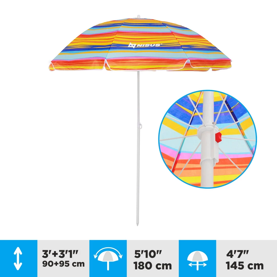 NISUS Beach Umbrellas 4 Ft, 5 Ft Bright Folding Beach Umbrella With Carry Bag 9 NISUS Beach Umbrellas 4 Ft, 5 Ft Bright Folding Beach Umbrella With Carry Bag