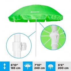 NISUS 5, 6 Ft Green Folding Beach Umbrella With Carry Bag Beach Umbrellas