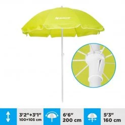 NISUS 5, 6 Ft Lime Green Folding Tilting Beach Umbrella With Carry Bag
