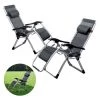 HELIOS Camp Chairs Zero Gravity Folding Lounge Armchair With Padded Pillow And Side Table, Set Of 2 2 HELIOS Camp Chairs Zero Gravity Folding Lounge Armchair With Padded Pillow And Side Table, Set Of 2
