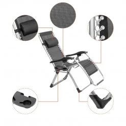 HELIOS Zero Gravity Folding Lounge Armchair With Padded Pillow And Side Table