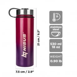 NISUS Water Bottles Stainless Steel Water Bottle With 3 Lid Types, 18 Oz, Double Colored | CLEARANCE