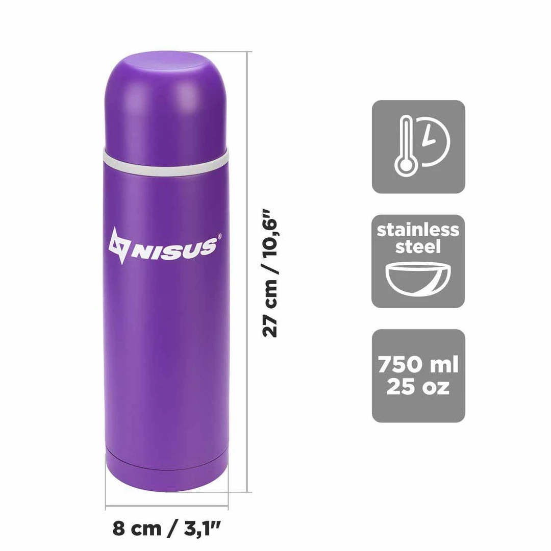NISUS Water Flasks Portable Insulated Vacuum Flask With 2 Lid Cups, 25 Oz, Limited Edition 10 NISUS Water Flasks Portable Insulated Vacuum Flask With 2 Lid Cups, 25 Oz, Limited Edition