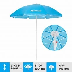 NISUS Beach Umbrellas 4, 5 Ft Blue Folding Beach Umbrella With Carry Bag