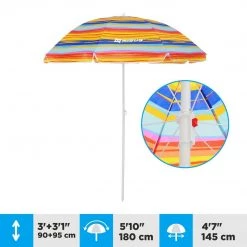 NISUS 4, 5 Ft Bright Tilting Beach Umbrella With Carry Bag Beach Umbrellas
