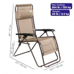Camp Chairs Set Of 2 NISUS Adjustable Zero Gravity Folding Reclining Lounge Chair With Pillow Headrest | Beige