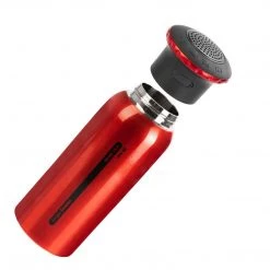 HELIOS Water Bottles Insulated Water Bottle With Bluetooth Speaker, Red, 15 Oz
