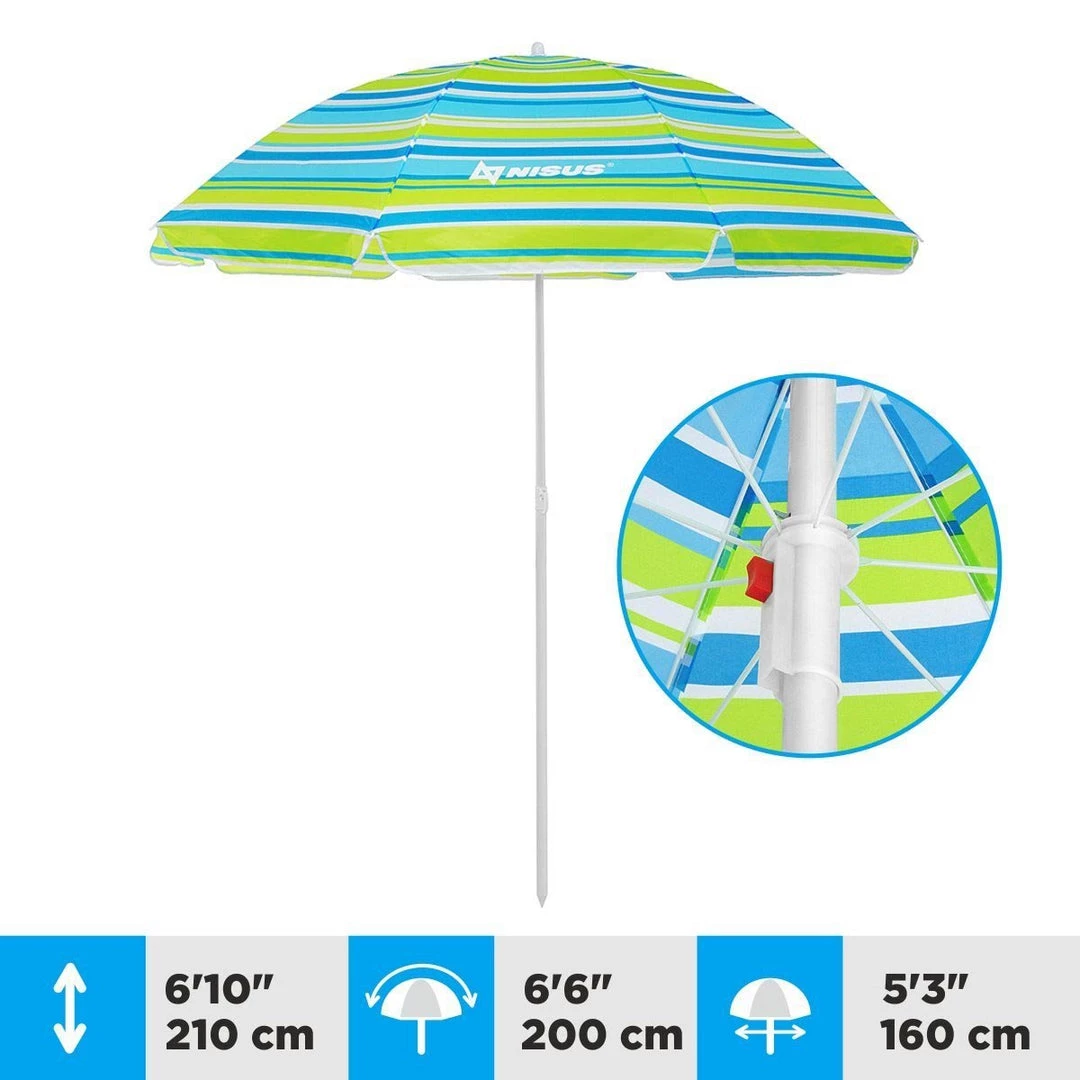 NISUS 4, 5 Ft Sea-Green Tilting Beach Umbrella With Carry Bag 7 NISUS 4, 5 Ft Sea-Green Tilting Beach Umbrella With Carry Bag