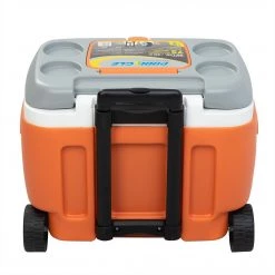 PINNACLE Prudence Wheeling Ice Chest With Retractable Handle, 31 Qt, Orange
