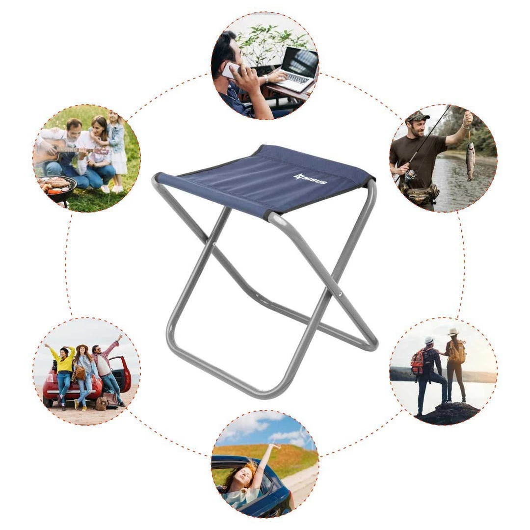 NISUS Set Of 2 Blue Folding Camping Chairs With Steel Frame 7 NISUS Set Of 2 Blue Folding Camping Chairs With Steel Frame