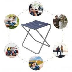 NISUS Compact Folding Blue Steel Tourist Stool For Camping Outdoor, Set Of Two